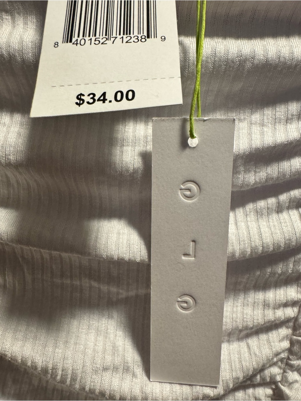 LOFT White Ribbed Ruched Short Sleeve Tee - Picture 3 of 5